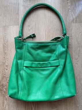 kate spade emerald green pebbled leather hobo